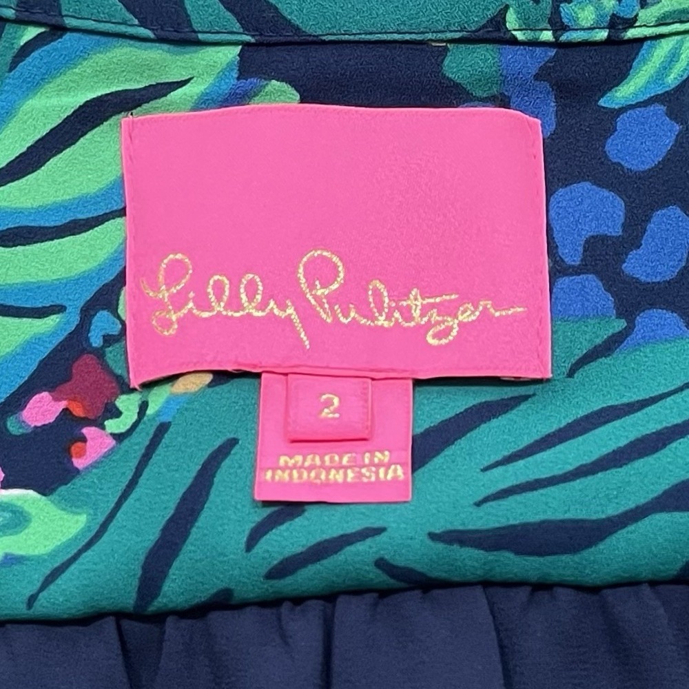 Lily Pulitzer Gabriel Low Tide Navy Life of the Party Size 2 Swing Dress - Picture 6 of 8